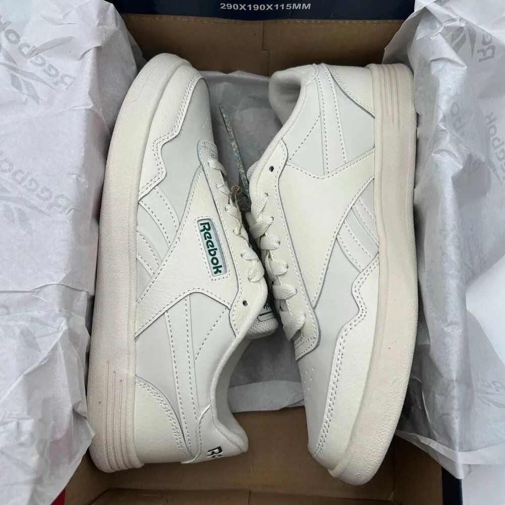 Reebok Club Memt Women’s Sneakers Size 8.5 White-Chalk-Green Classic Style Shoes